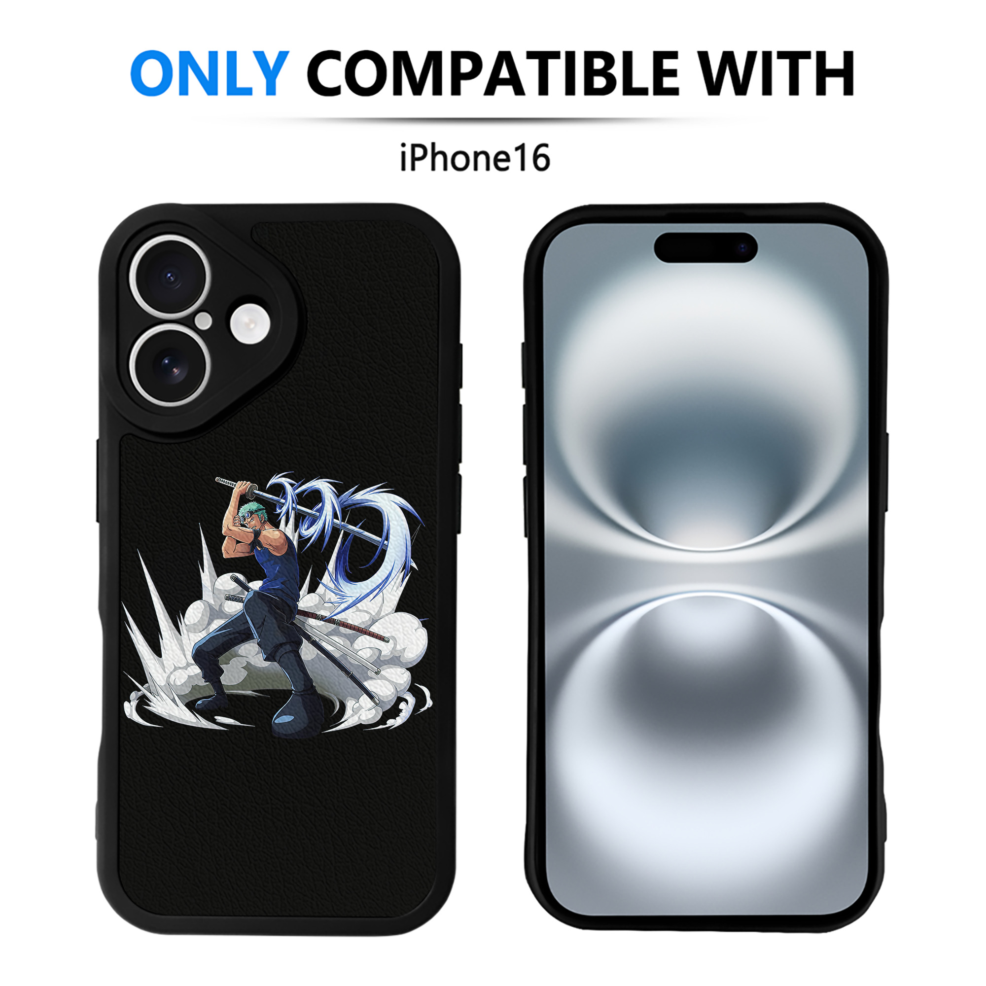 （画像用） ワンピース ロロノア・ゾロ ONE PIECE Roronoa Zoro 【iPhone 16シリーズ対応】シリコンスマホケース（レザー調） 材質：シリコン